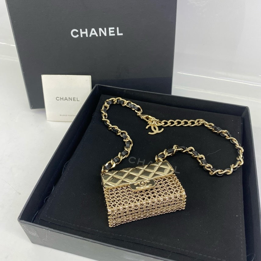 Preloved Chanel Bag HY, Crossbody Mini Gold Clutch