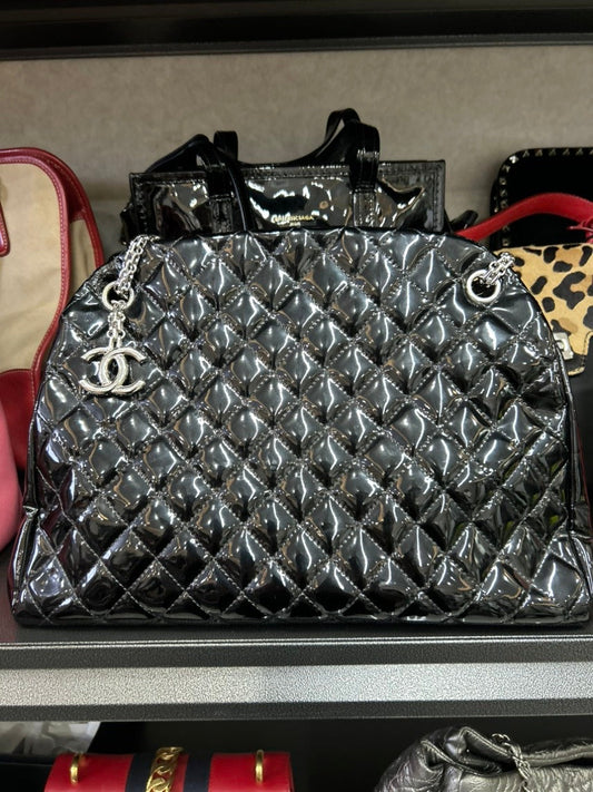 Chanel Black Quilted Leather Top Handle Bag HY