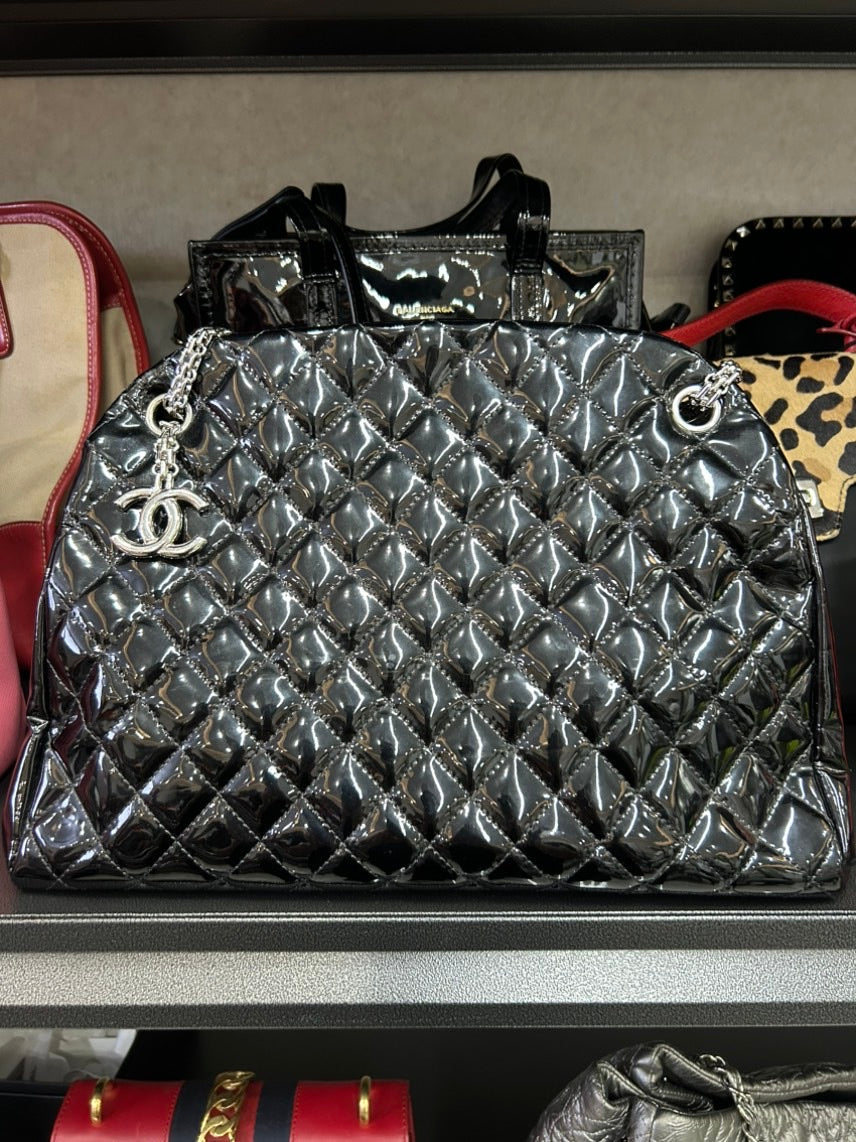 Chanel Black Quilted Leather Top Handle Bag HY