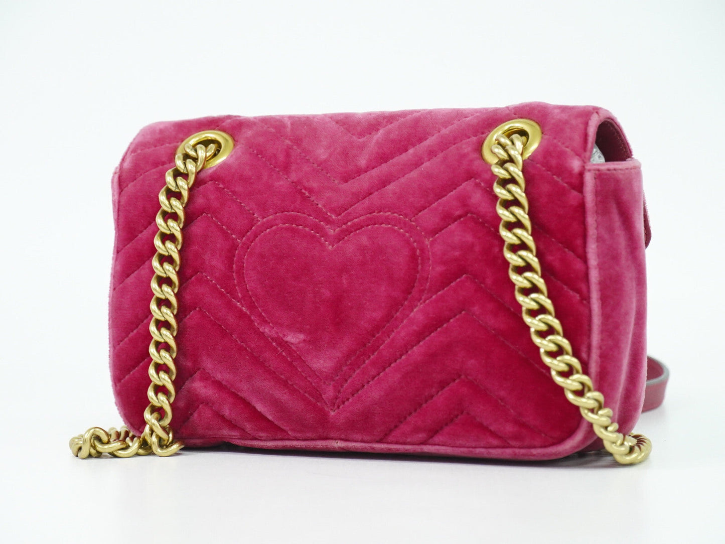 Gucci Gg Marmont Flap Bag Matelasse Velvet Pink Velvet Bag