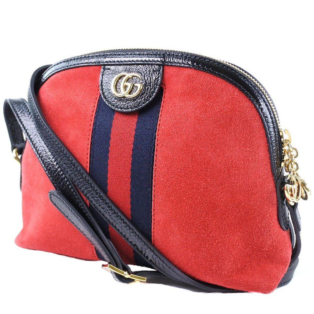 Gucci Ophidia Dome Shoulder Bag Suede Red Suede Shoulder Bag Bag