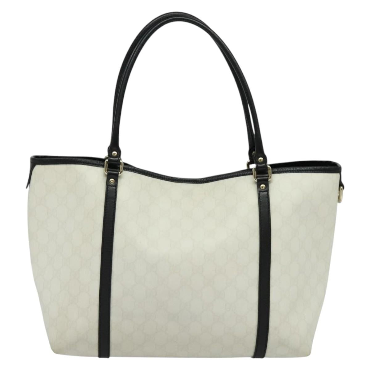 Gucci Joy Tote Gg Coated Canvas With Leather White Canvas Tote Bag Bag