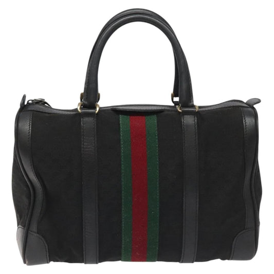 Gucci Vintage Web Boston Bag Gg Canvas Black Canvas Handbag