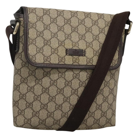 Gucci Flap Messenger Gg Coated Canvas Beige Canvas Shoulder Bag Bag