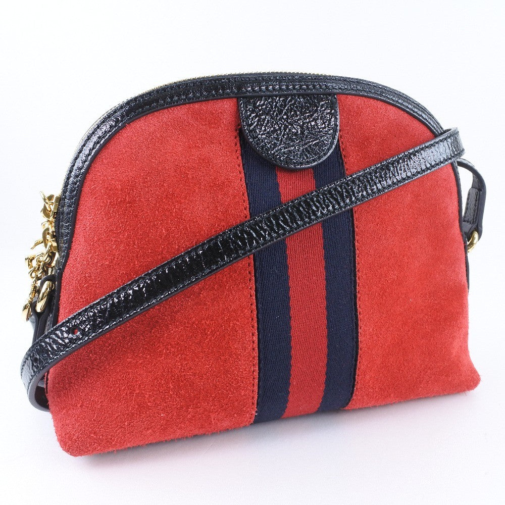 Gucci Ophidia Dome Shoulder Bag Suede Red Suede Shoulder Bag Bag