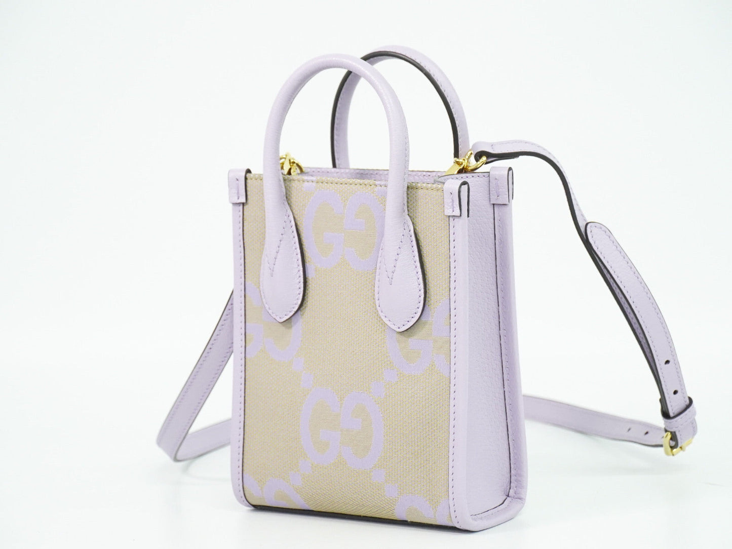 Gucci Vertical Tote Jumbo Gg Canvas Purple Canvas Bag