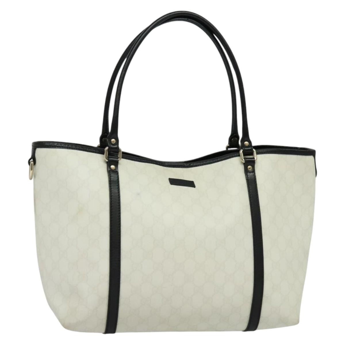 Gucci Joy Tote Gg Coated Canvas With Leather White Canvas Tote Bag Bag