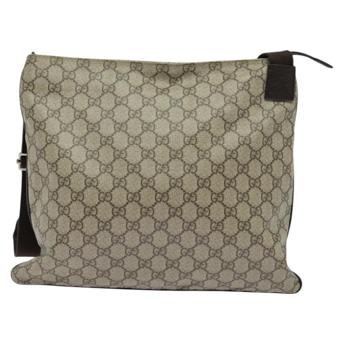 Gucci Zip Top Messenger Bag Gg Coated Canvas Beige Canvas Shoulder Bag Bag