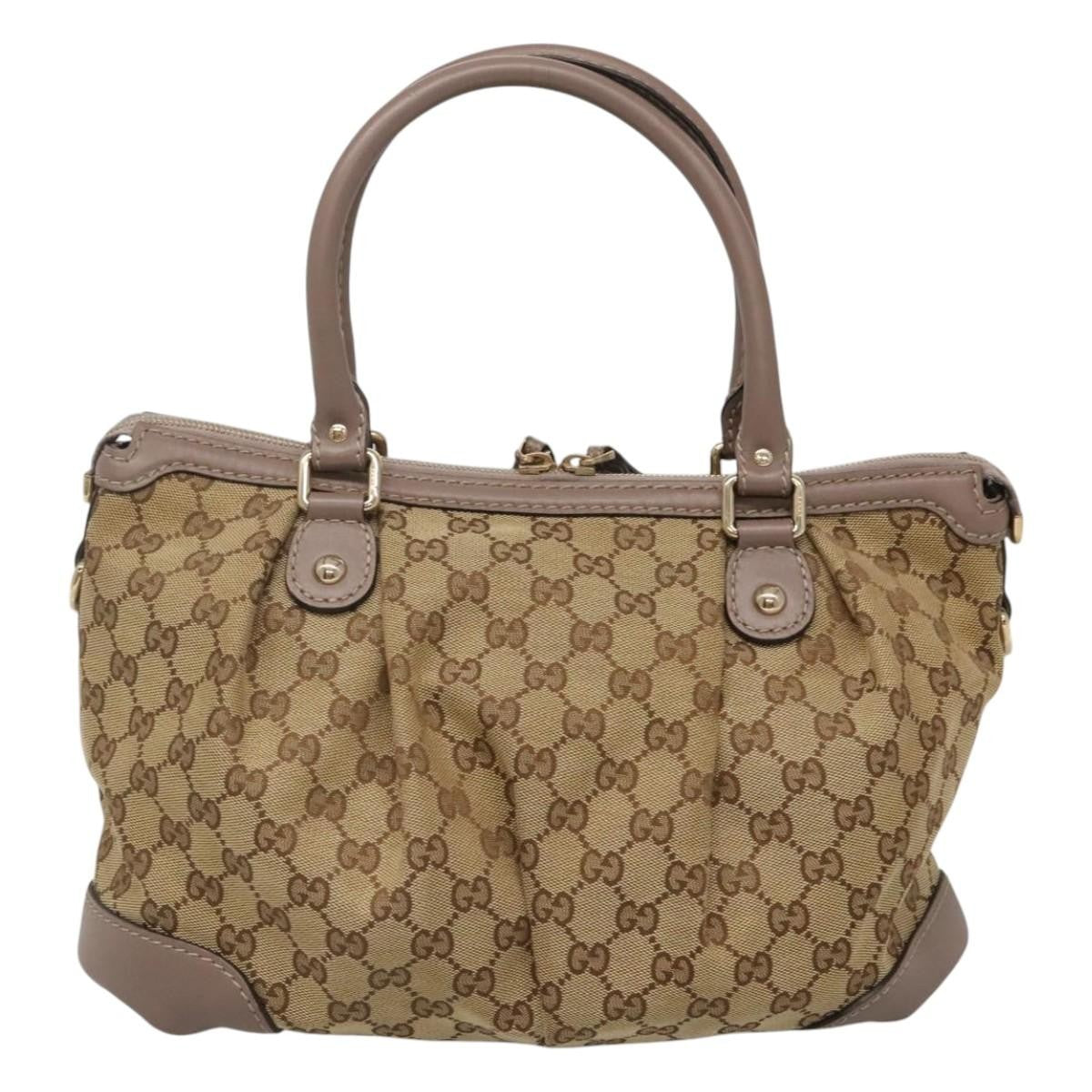 Gucci Sukey Top Handle Satchel Gg Canvas With Leather Beige Canvas Bag