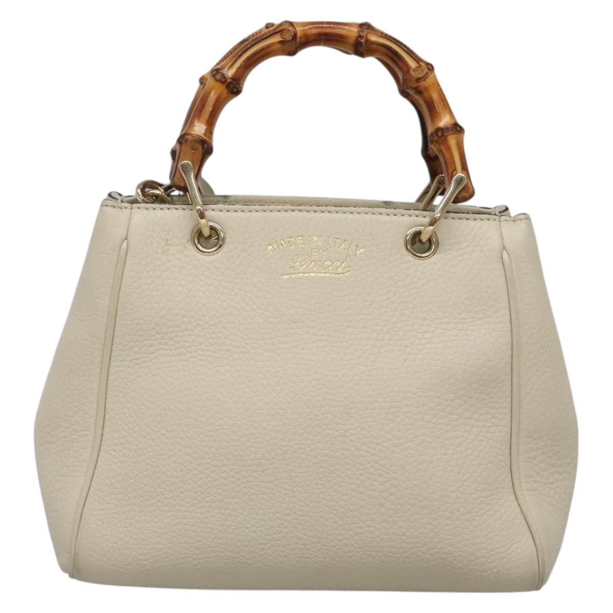 Gucci Bamboo Shopper Bag Leather White Leather Bag