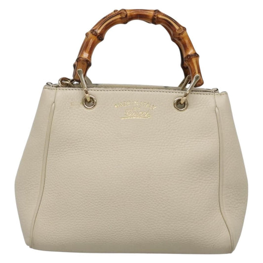 Gucci Bamboo Shopper Bag Leather White Leather Bag