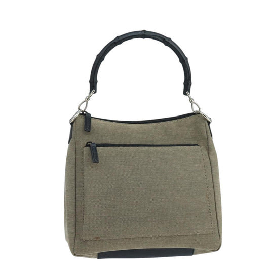 Gucci Vintage Bamboo Handle Tote Canvas Beige Canvas Shoulder Bag Bag