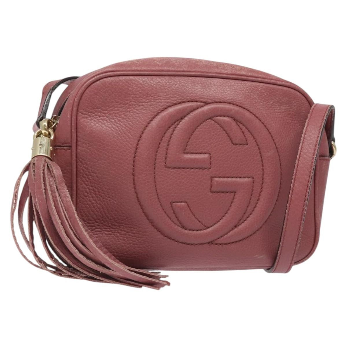 Gucci Soho Disco Crossbody Bag Leather Pink Leather Shoulder Bag Bag