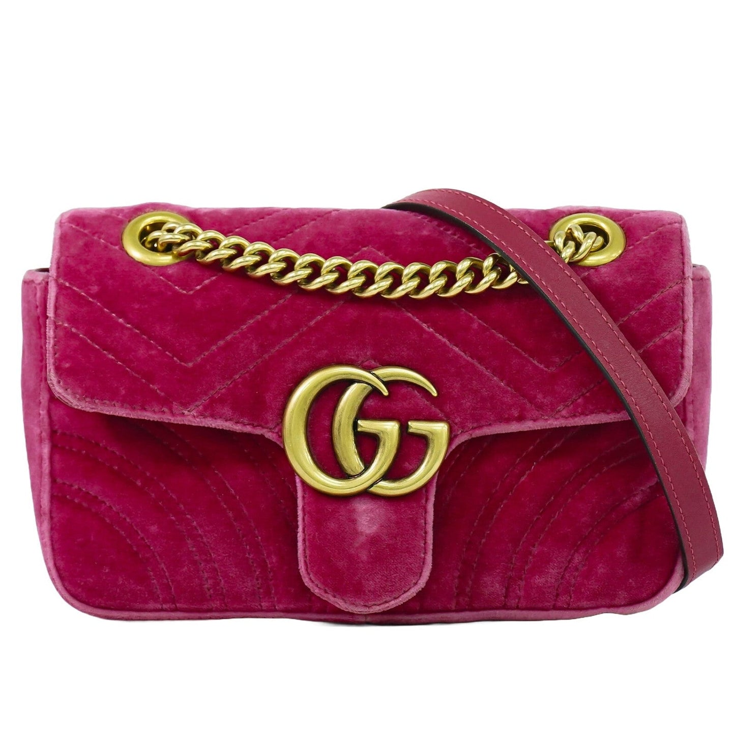 Gucci Gg Marmont Flap Bag Matelasse Velvet Pink Velvet Bag