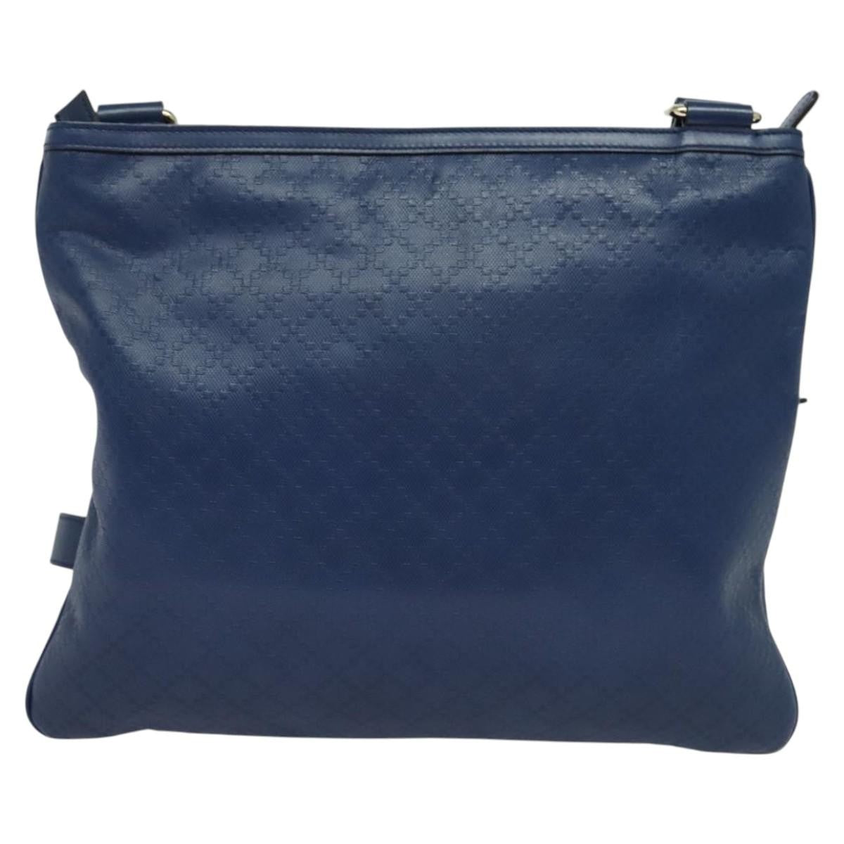 Gucci Zip Top Messenger Bag Diamante Leather Blue Leather Shoulder Bag Bag