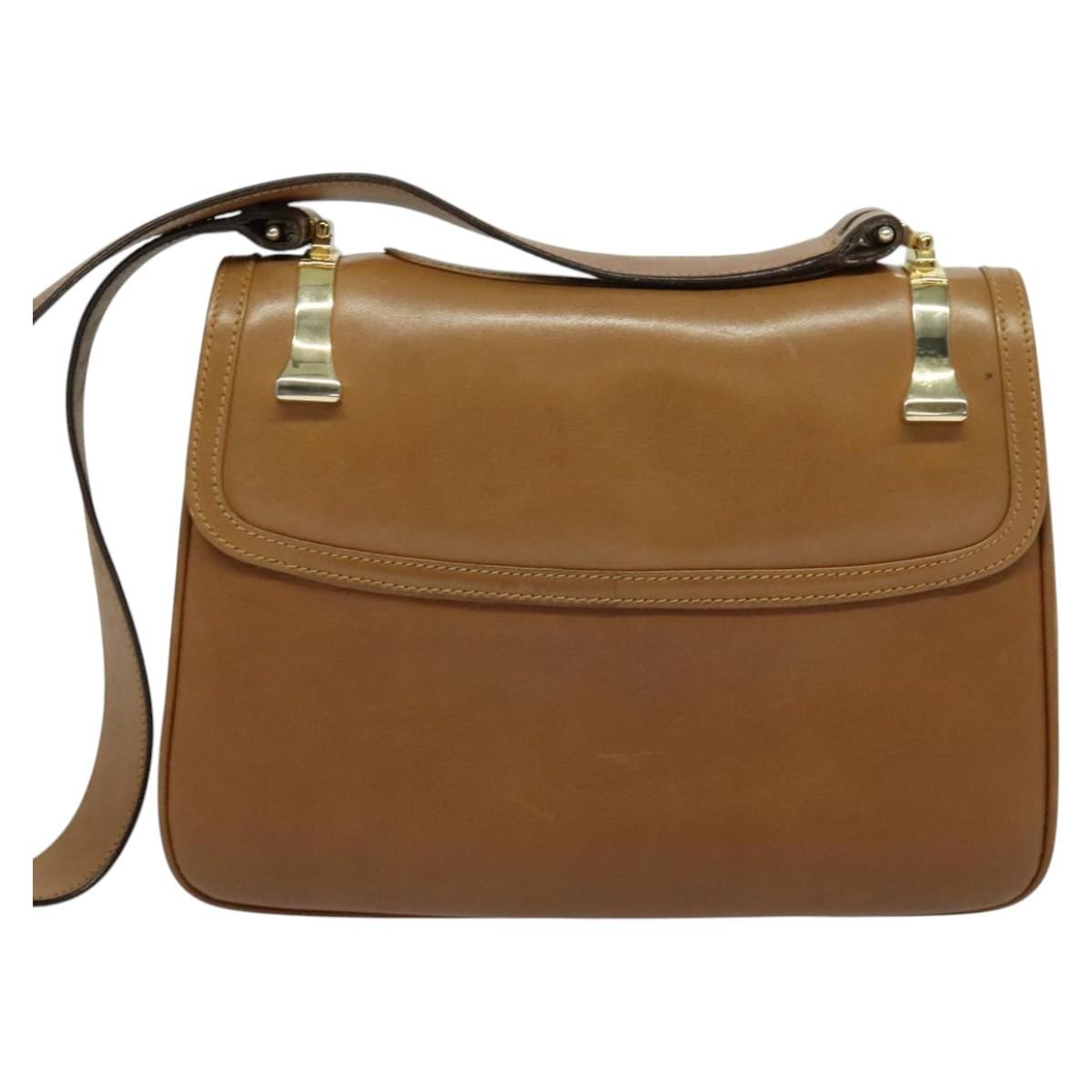 Gucci Vintage Flap Crossbody Bag Leather Brown Leather Shoulder Bag Bag