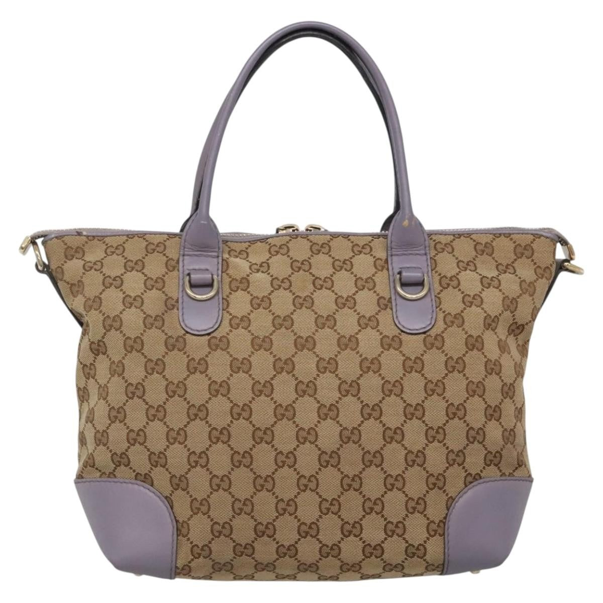 Gucci Convertible Belted Tote Gg Canvas With Leather Beige Canvas Tote Bag Bag
