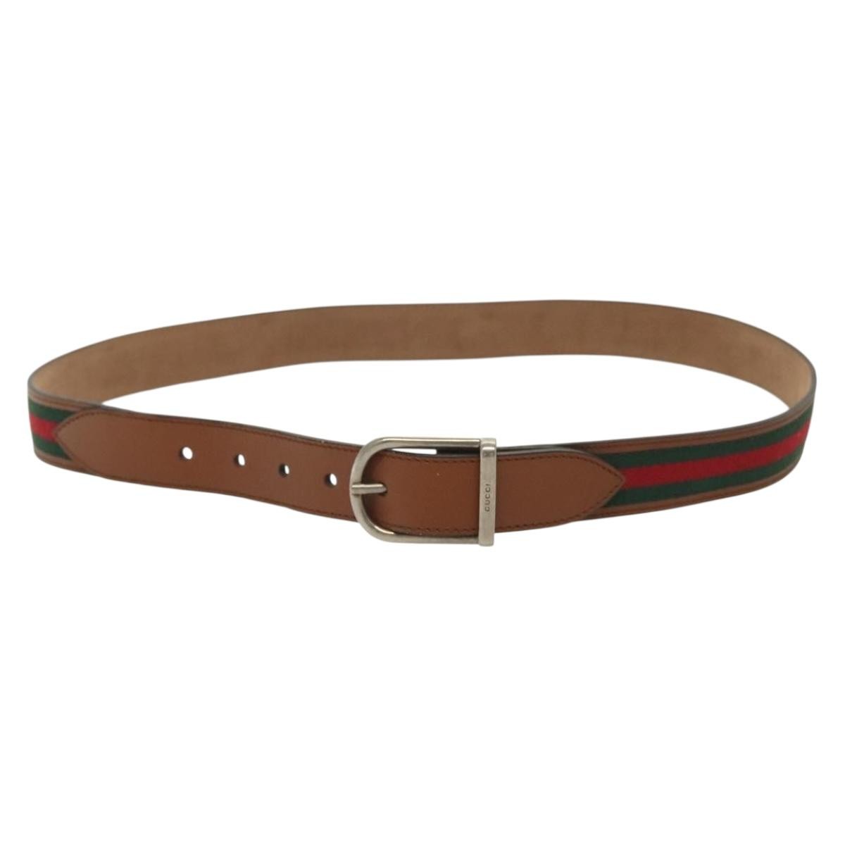 Gucci Sherry Line Belt Leather Brown Leather Belts Accessory