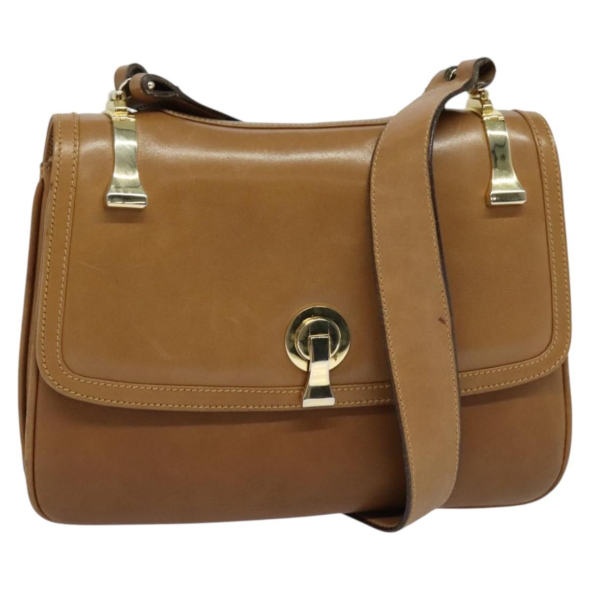 Gucci Vintage Flap Crossbody Bag Leather Brown Leather Shoulder Bag Bag