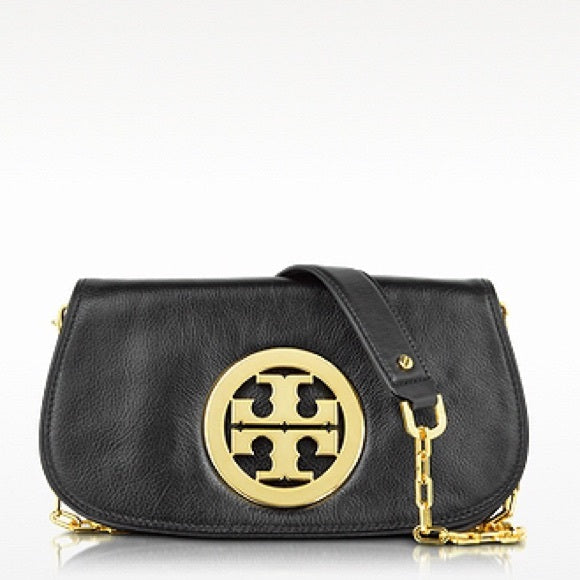 TORY BURCH REVA LOGO CONVERTIBLE CLUTCH BAG WITH CHAIN
